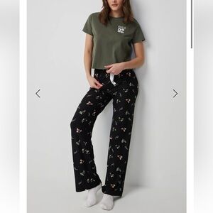 Ardene Rose + Vine Super Soft Straight Leg PJ Pants Ciao Vespa Printed Black